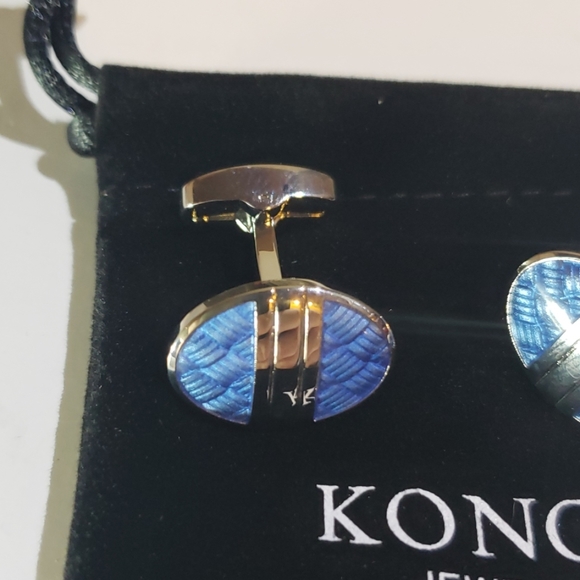 KONOV	Men's Rhodium Cufflink - Picture 2 of 2